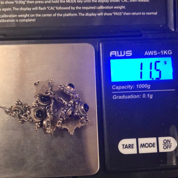 Sterling Silver/Onyx Star Bracelet 7.75” - Picture 7 of 7